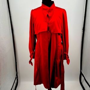 Join Us Trench Coat Red Satin size Medium spring jacket